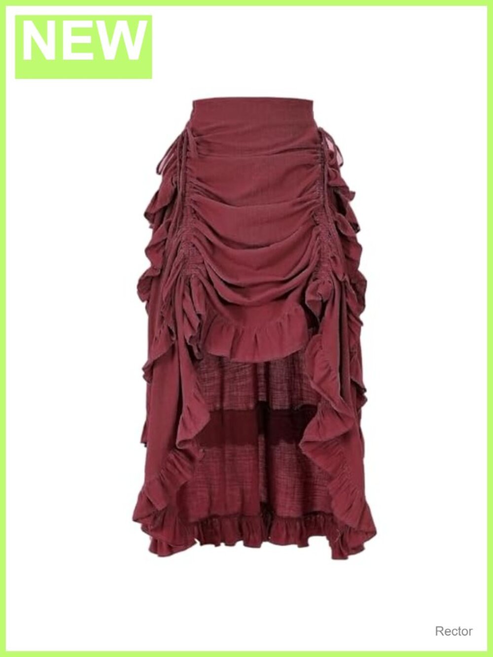 Cotton Linen Renaissance High-Low Drawstring Ruffle Maxi Skirt